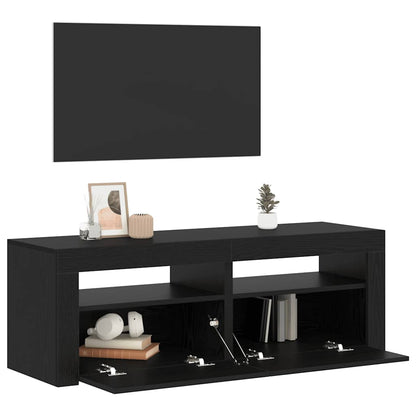Mobile Porta TV con LED Rovere Nero 120x35x40 cm Multistrato - homemem39