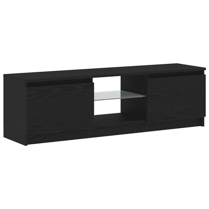 Mobile Porta TV con LED Rovere Nero 120x30x36 cm Multistrato - homemem39