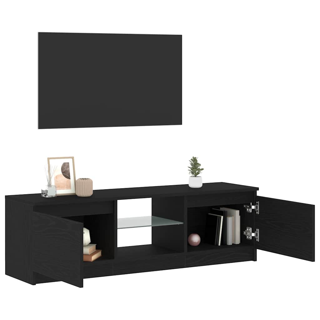 Mobile Porta TV con LED Rovere Nero 120x30x36 cm Multistrato - homemem39