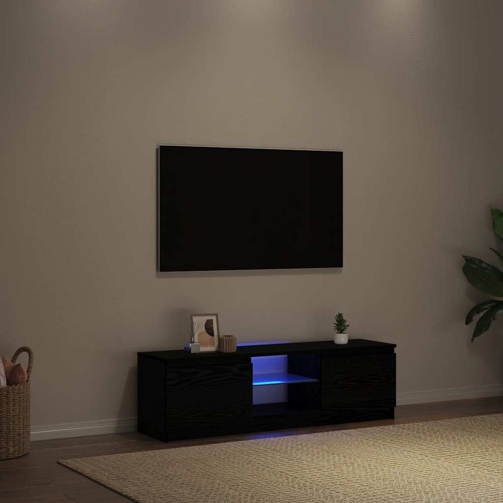 Mobile Porta TV con LED Rovere Nero 120x30x36 cm Multistrato - homemem39