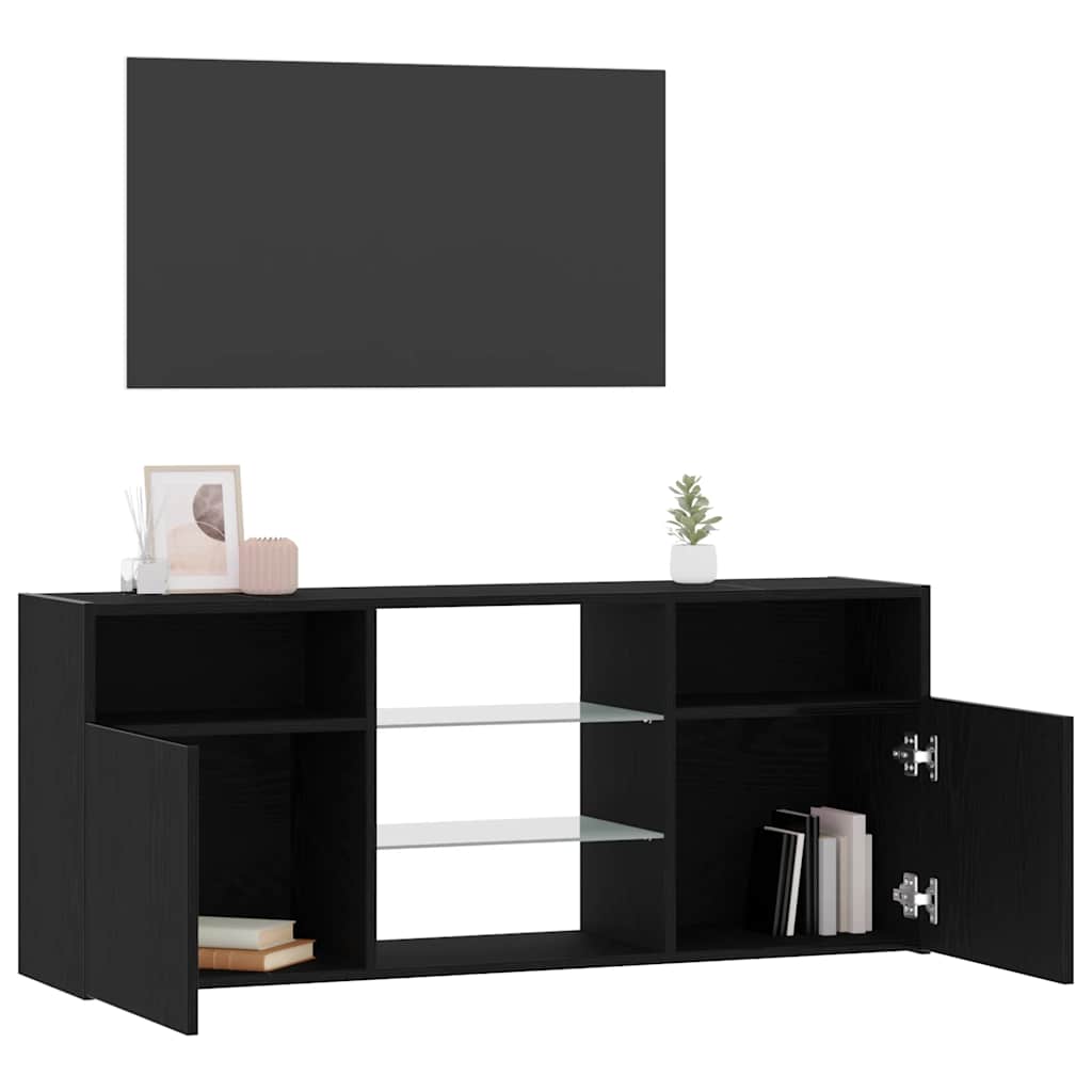 Mobile Porta TV con LED Rovere Nero 120x30x50 cm Multistrato - homemem39