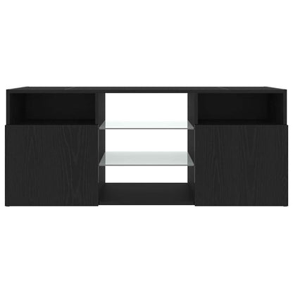 Mobile Porta TV con LED Rovere Nero 120x30x50 cm Multistrato - homemem39