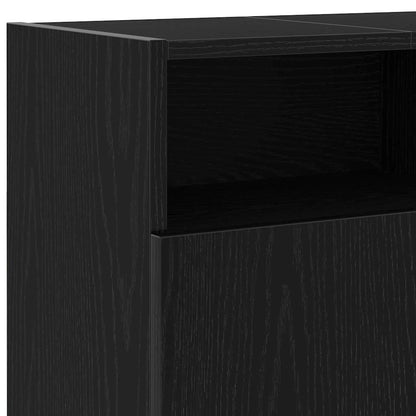 Mobile Porta TV con LED Rovere Nero 120x30x50 cm Multistrato - homemem39