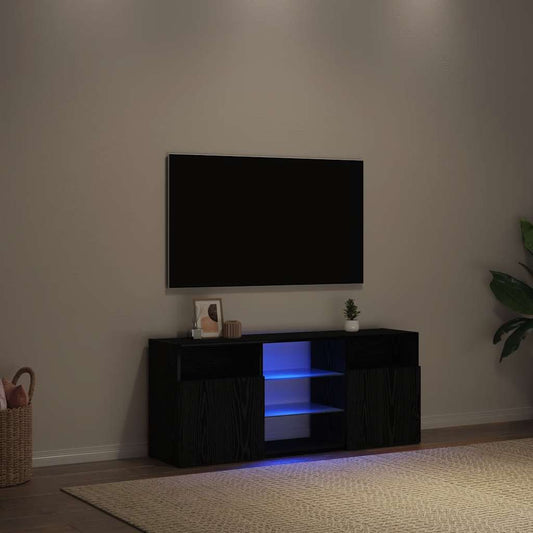 Mobile Porta TV con LED Rovere Nero 120x30x50 cm Multistrato - homemem39