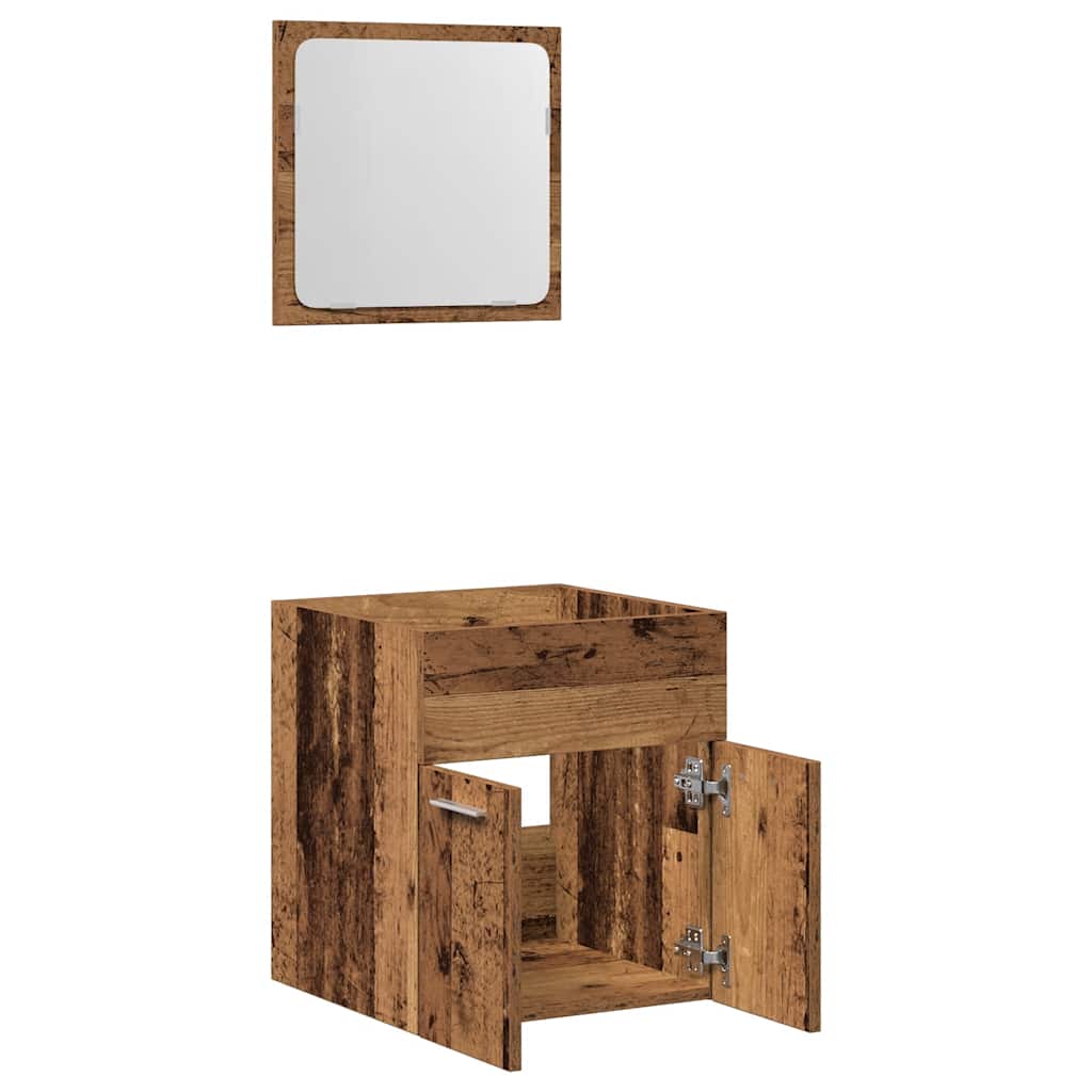 Set Mobili da Bagno 2 pz Legno Antico in Legno Multistrato