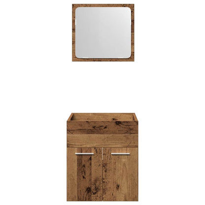 Set Mobili da Bagno 2 pz Legno Antico in Legno Multistrato