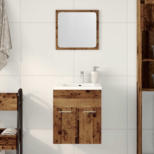 Set Mobili da Bagno 2 pz Legno Antico in Legno Multistrato