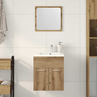 Set Mobili da Bagno 2 pz Rovere Artigianale Legno Multistrato | homemem39