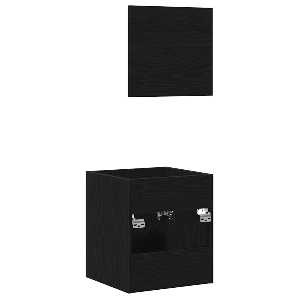 Set Mobili da Bagno 2 pz Rovere Nero in Legno Multistrato | homemem39