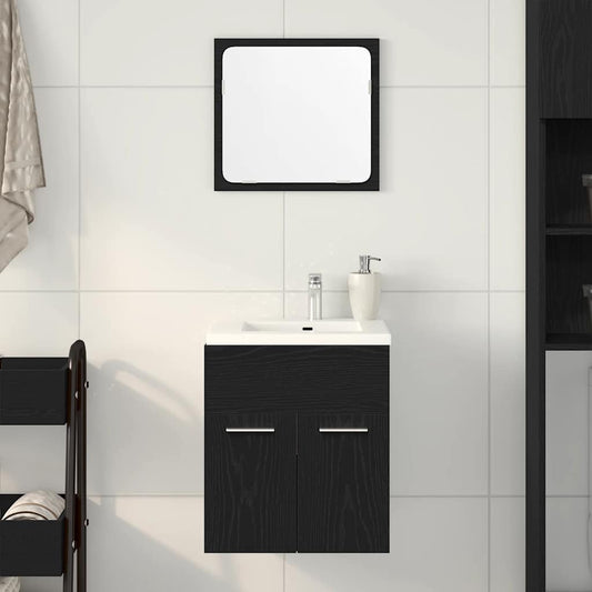 Set Mobili da Bagno 2 pz Rovere Nero in Legno Multistrato | homemem39