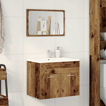 Set Mobili da Bagno 2 pz Legno Antico in Legno Multistrato