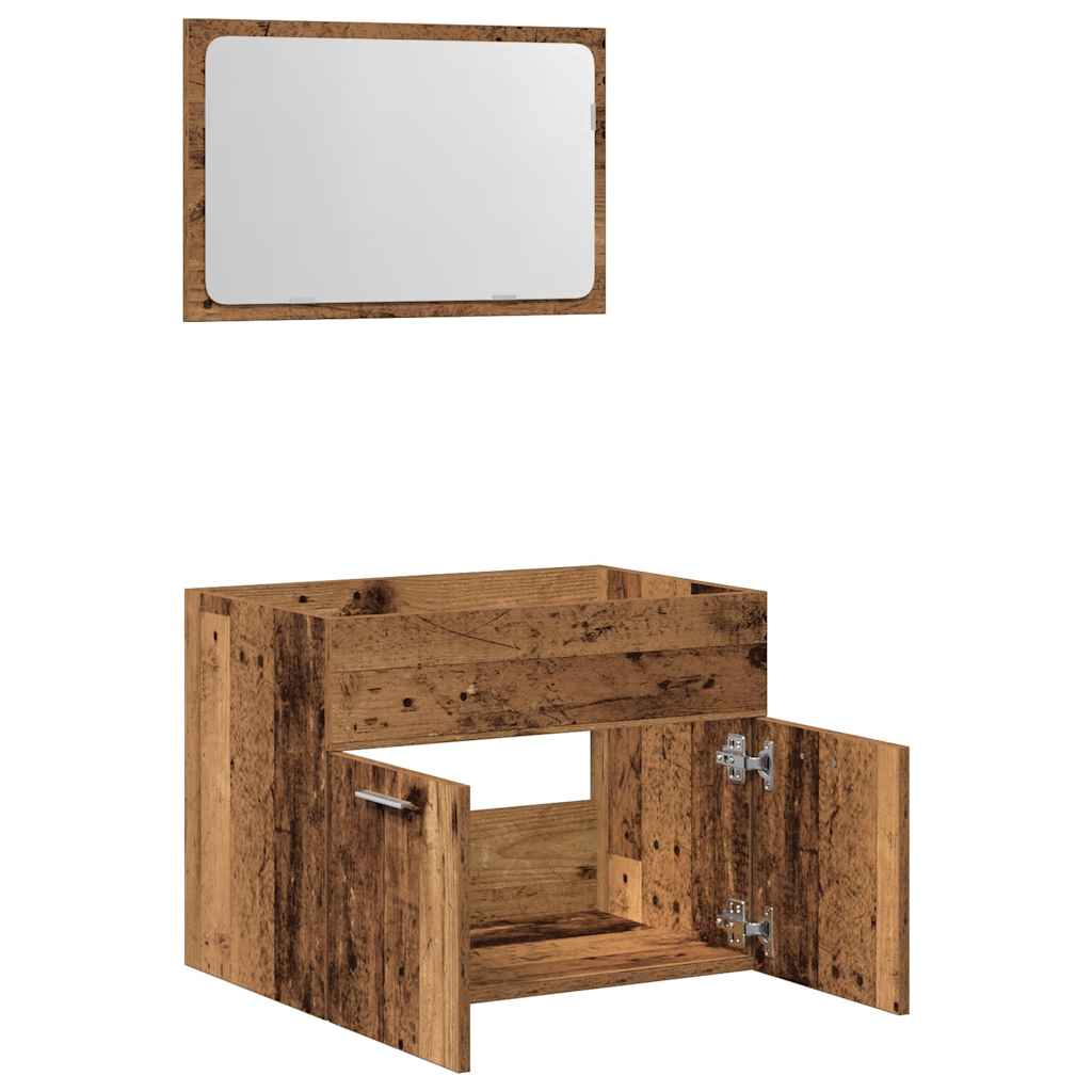 Set Mobili da Bagno 2 pz Legno Antico in Legno Multistrato