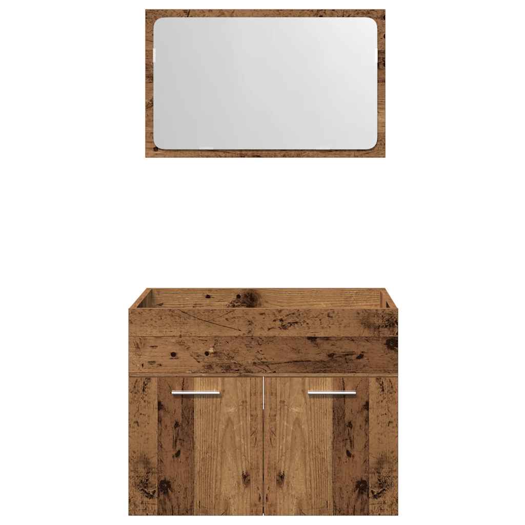Set Mobili da Bagno 2 pz Legno Antico in Legno Multistrato