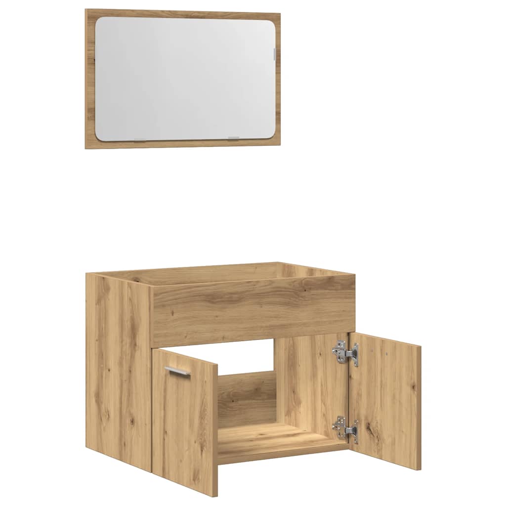 Set Mobili da Bagno 2 pz Rovere Artigianale Legno Multistrato