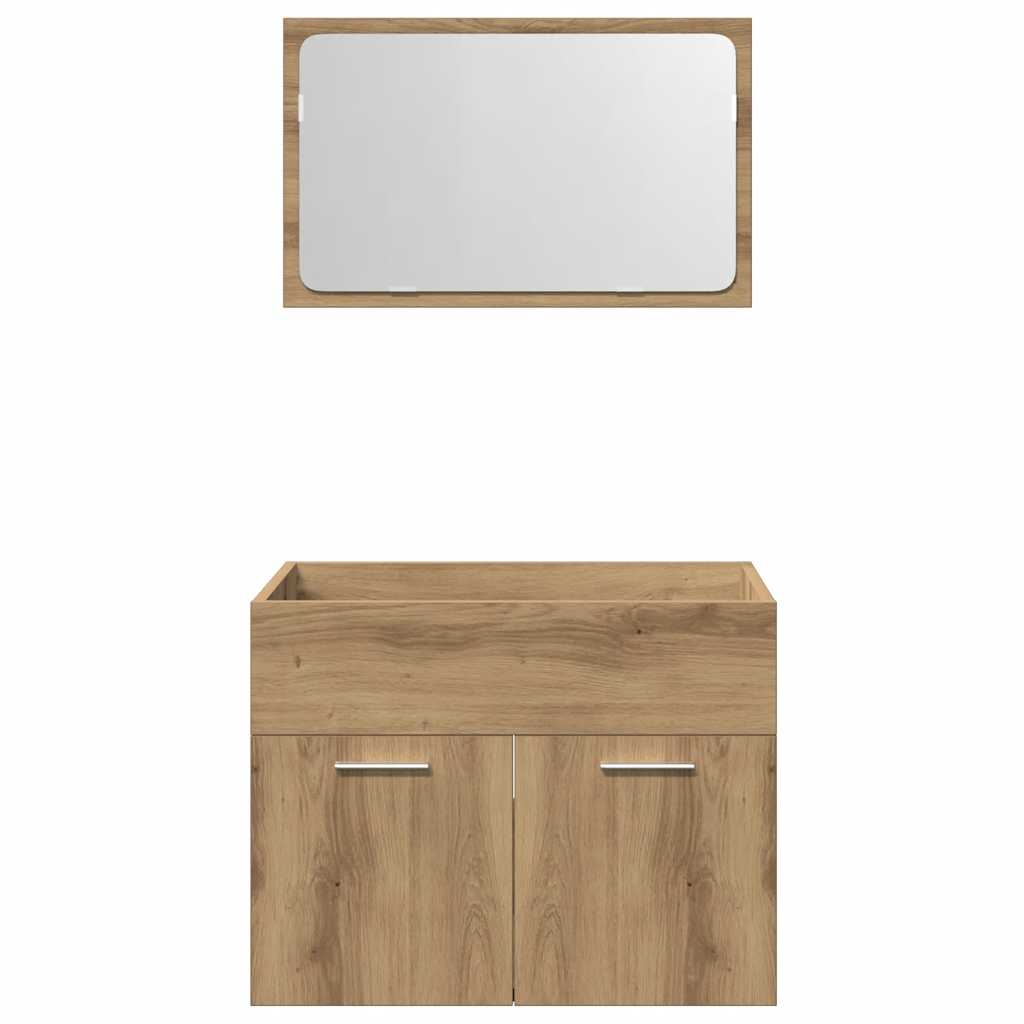 Set Mobili da Bagno 2 pz Rovere Artigianale Legno Multistrato