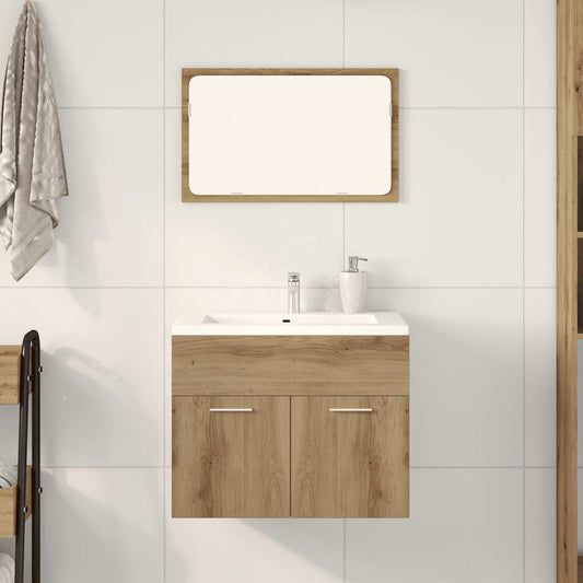 Set Mobili da Bagno 2 pz Rovere Artigianale Legno Multistrato