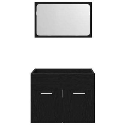 Set Mobili da Bagno 2 pz Rovere Nero in Legno Multistrato