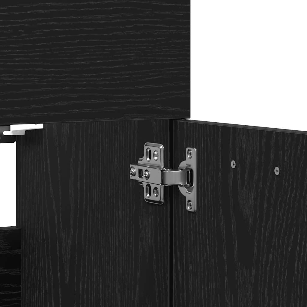 Set Mobili da Bagno 2 pz Rovere Nero in Legno Multistrato