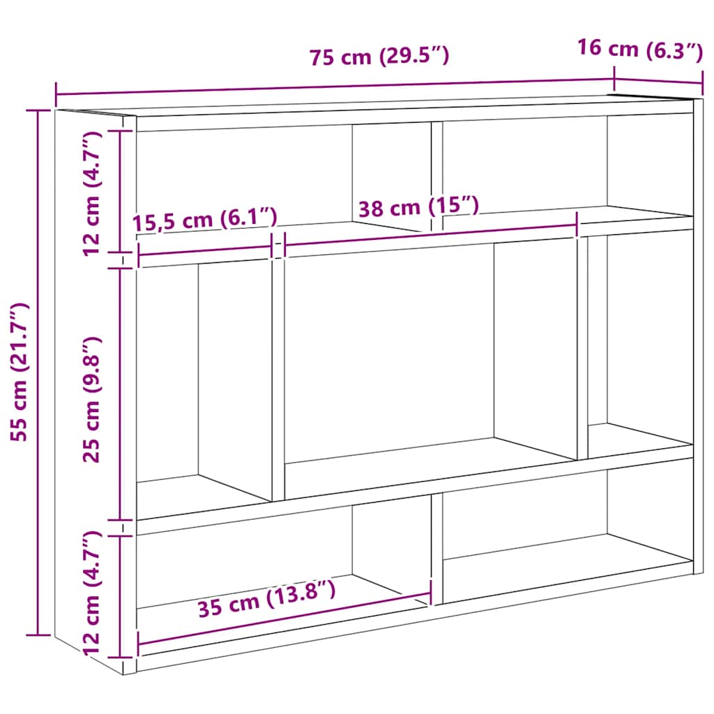 Scaffale a Parete Rovere Artigianale 75x16x55 cm in Truciolato | homemem39