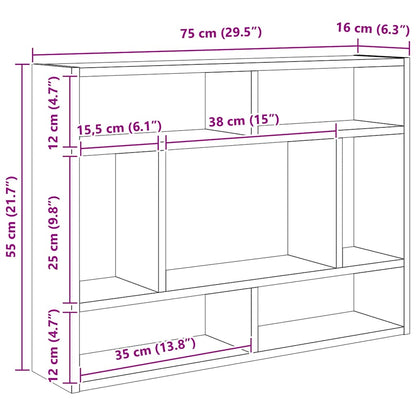Scaffale a Parete Rovere Artigianale 75x16x55 cm in Truciolato | homemem39