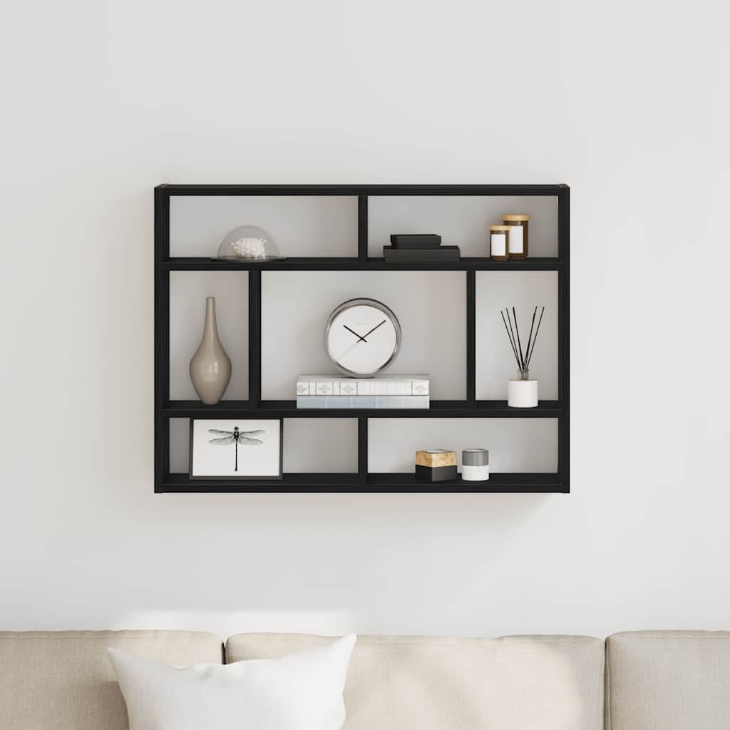Mensola da parete in rovere nero 75x16x55 cm in legno ingegnerizzato | homemem39