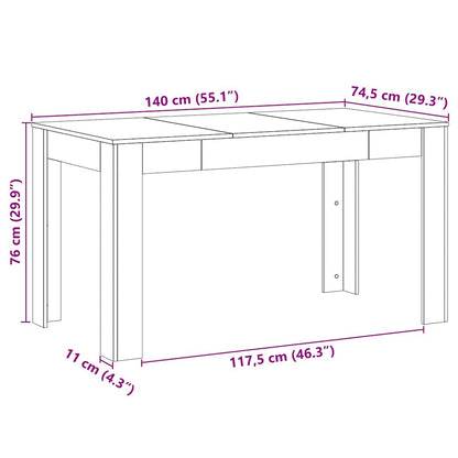 Tavolo da pranzo Rovere Nero 140 x 74,5 x 76 cm