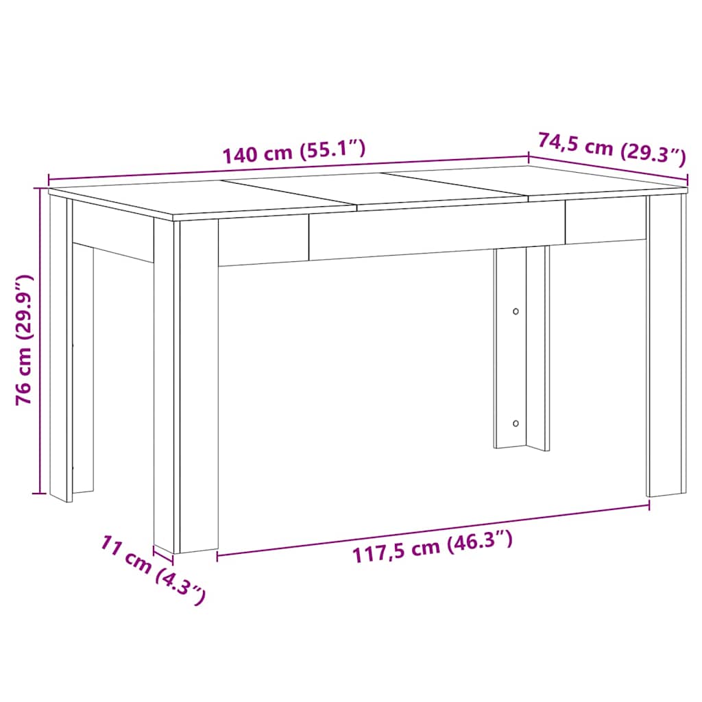 Tavolo da pranzo Rovere Nero 140 x 74,5 x 76 cm | homemem39