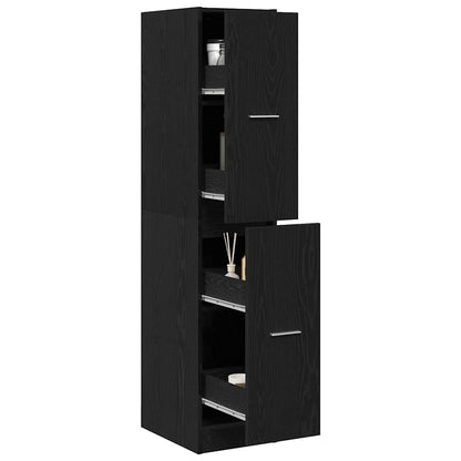 Mobiletto da Farmacia Rovere Nero 30x41x144,5 cm Legno Agglomerato