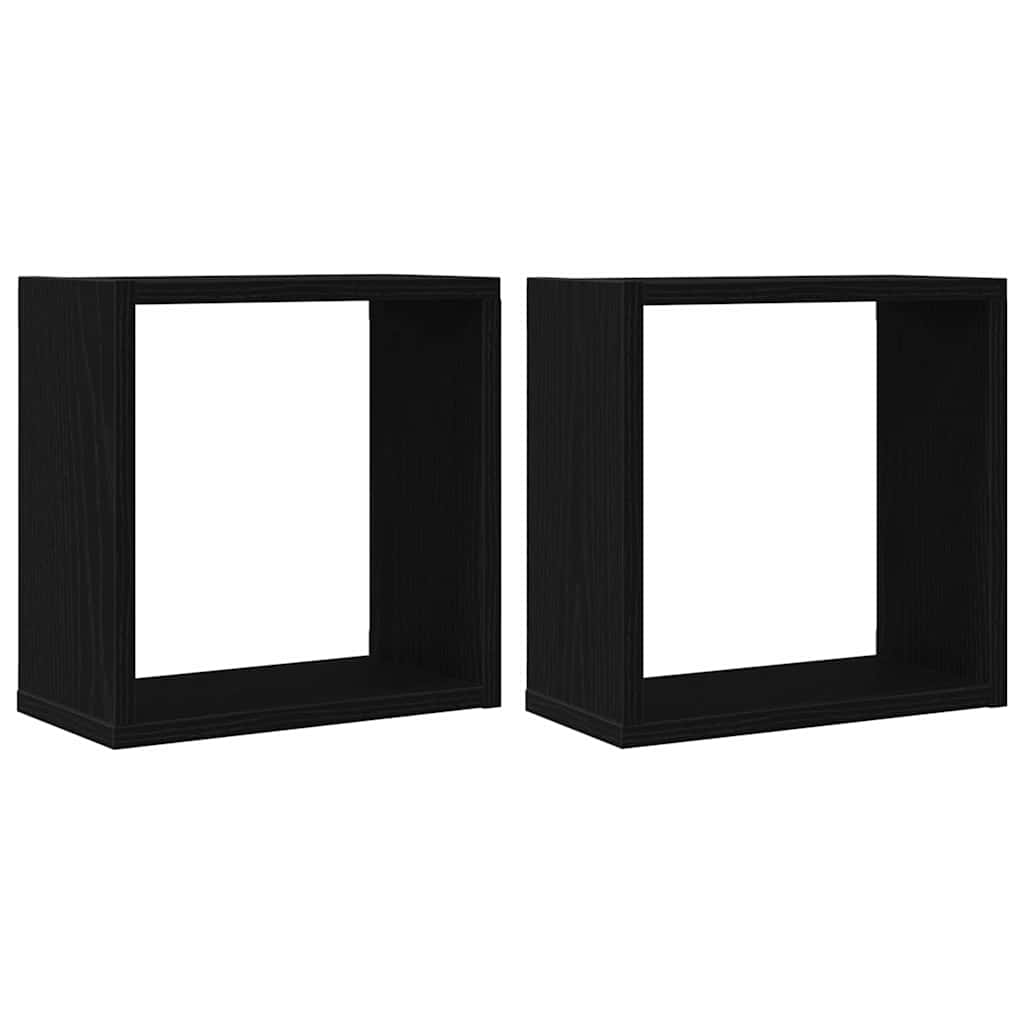 Mensole Parete a Cubo 2 pz Rovere Nero 30x15x30 cm Truciolato | homemem39