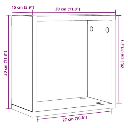 Mensole Parete a Cubo 2 pz Rovere Nero 30x15x30 cm Truciolato | homemem39
