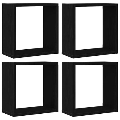 Mensole Parete Cubo 4 pz Rovere Nero 30x15x30 cm Truciolato | homemem39