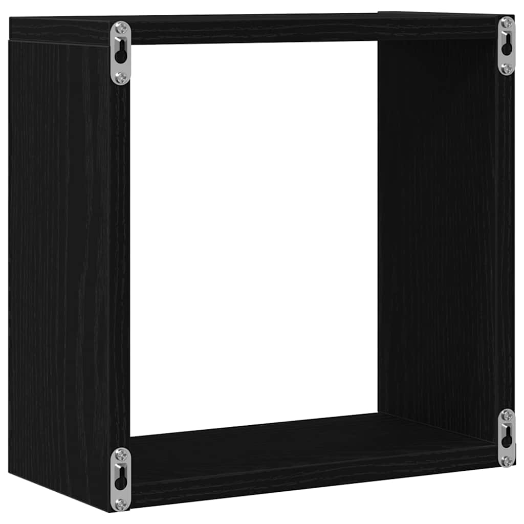 Mensole Parete Cubo 4 pz Rovere Nero 30x15x30 cm Truciolato | homemem39
