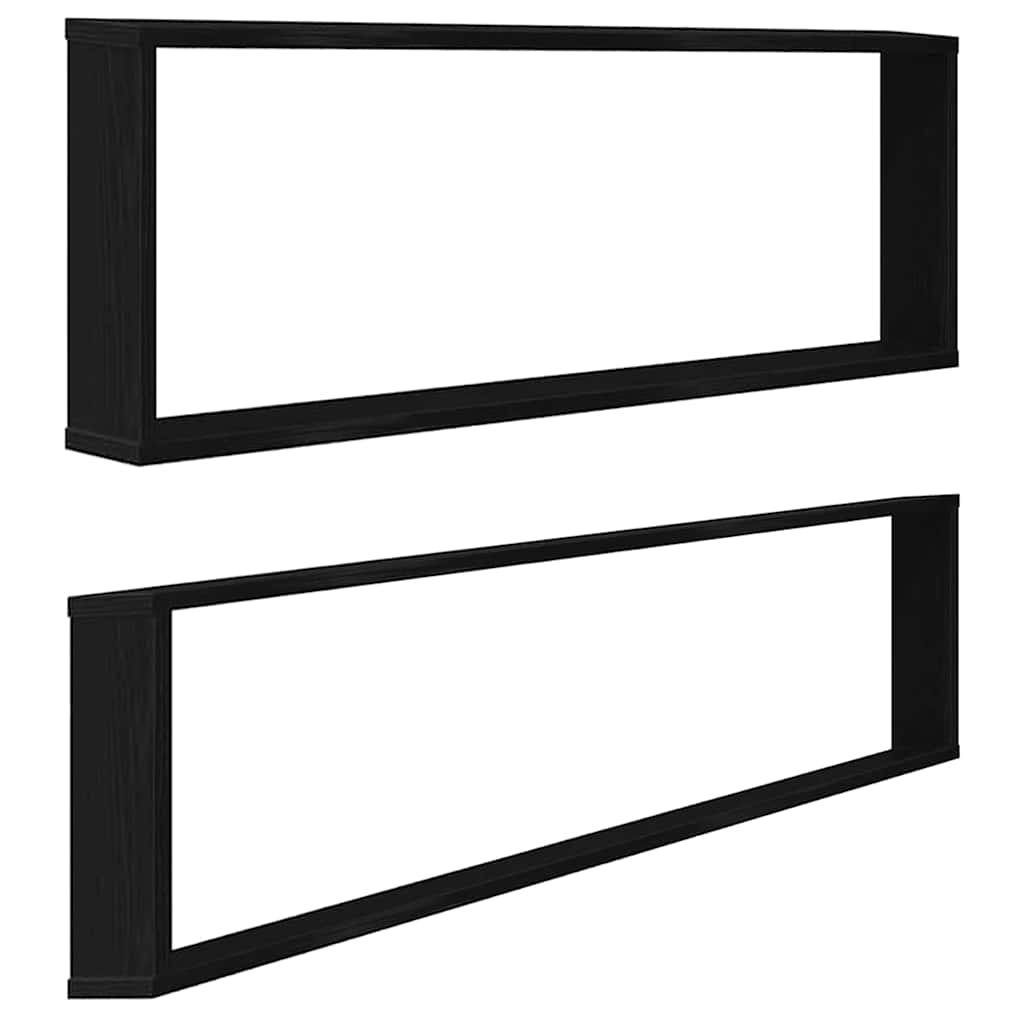 Mensole Parete Cubo 2 pz Rovere Nero 100x15x30 cm Multistrato | homemem39