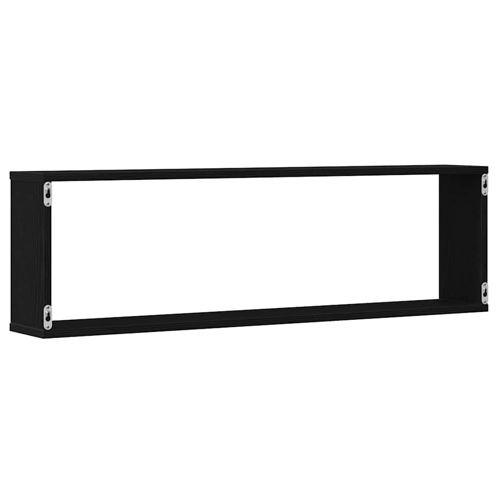 Mensole Parete Cubo 4 pz Rovere Nero 100x15x30 cm Multistrato | homemem39