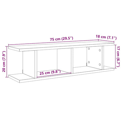 Mensole da Parete 2 pz Rovere Nero 75x18x20 cm in Truciolato | homemem39