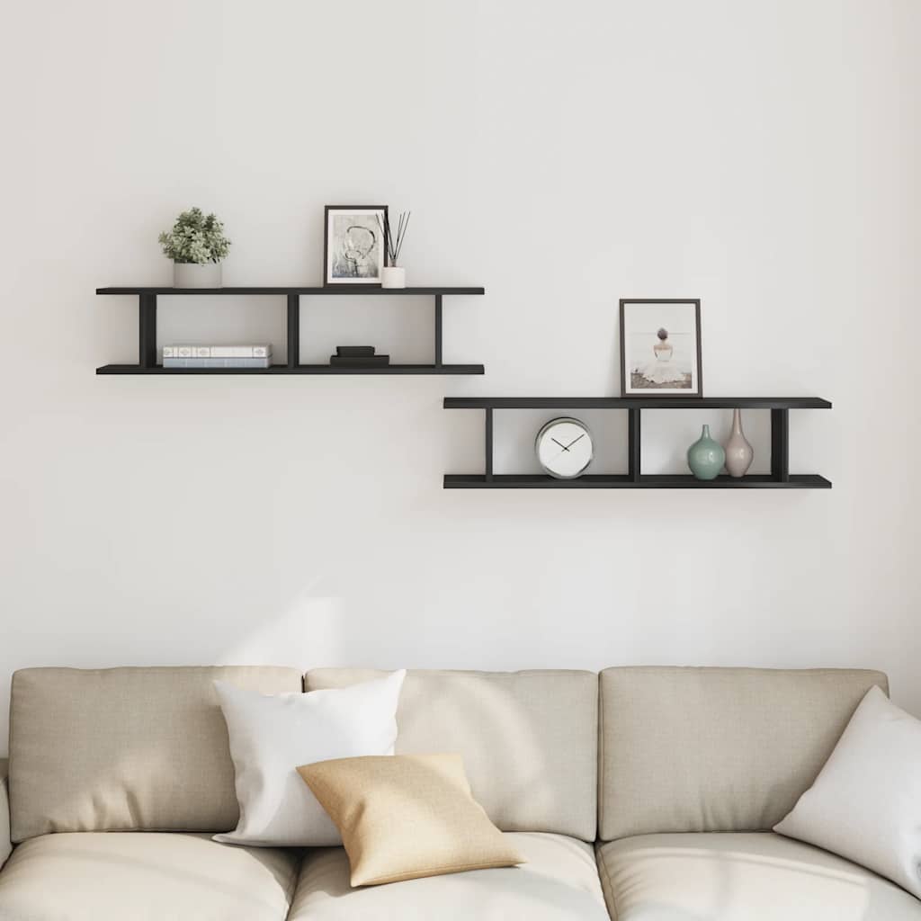 Mensole da Parete 2 pz Rovere Nero 90x18x20 cm in Truciolato | homemem39