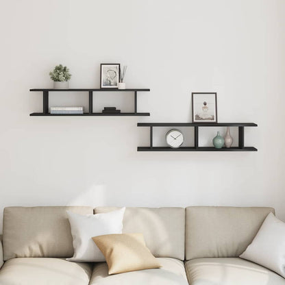 Mensole da Parete 2 pz Rovere Nero 90x18x20 cm in Truciolato | homemem39