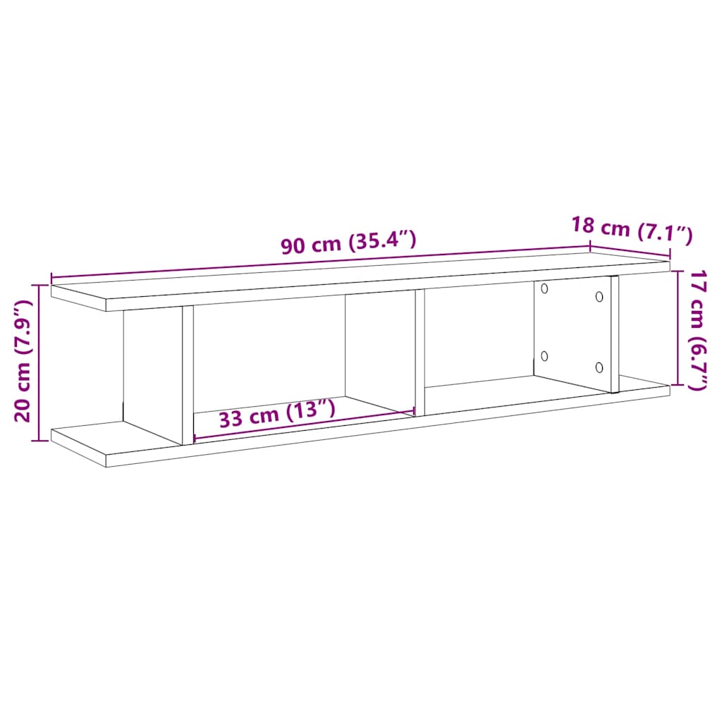 Mensole da Parete 2 pz Rovere Nero 90x18x20 cm in Truciolato | homemem39