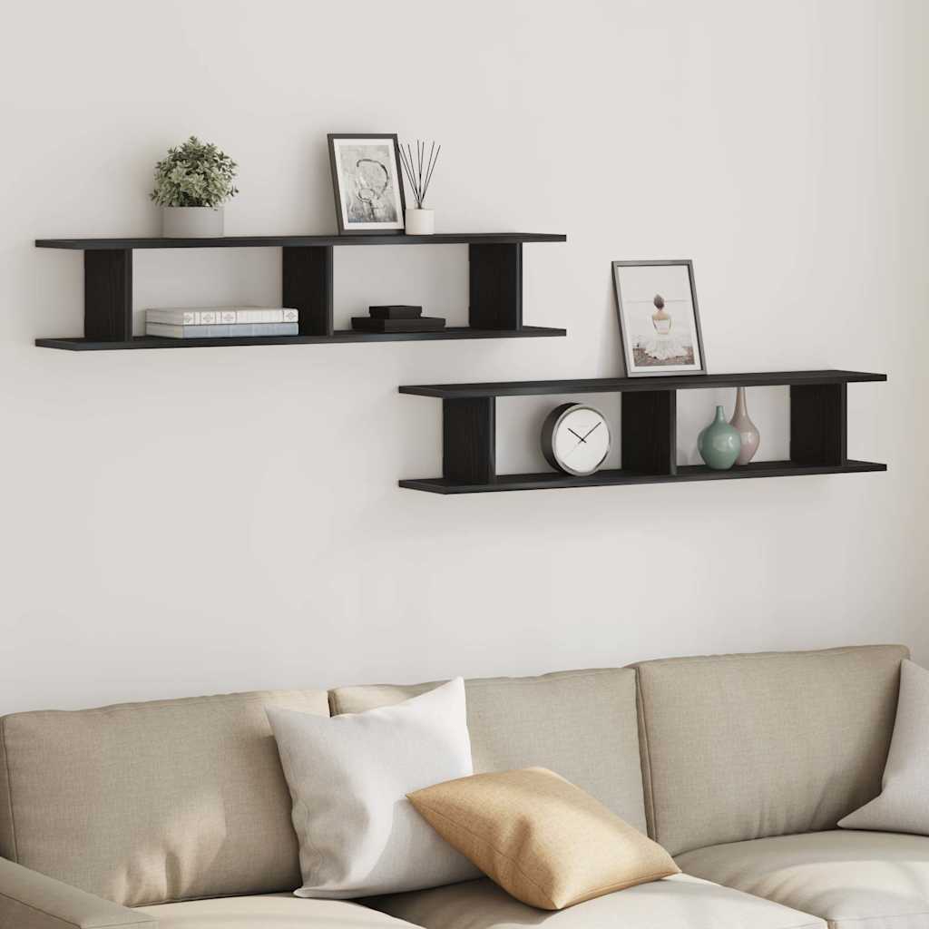 Mensole da Parete 2 pz Rovere Nero 105x18x20 cm in Truciolato