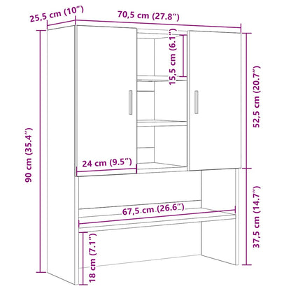 Mobile per Lavatrice Rovere Nero 70,5x25,5x90 cm | homemem39