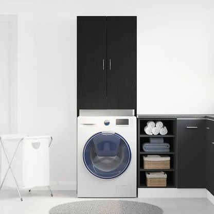 Mobile per Lavatrice Rovere Nero 64x25,5x190 cm | homemem39