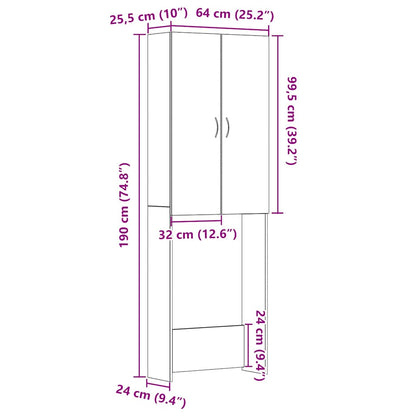 Mobile per Lavatrice Rovere Nero 64x25,5x190 cm | homemem39