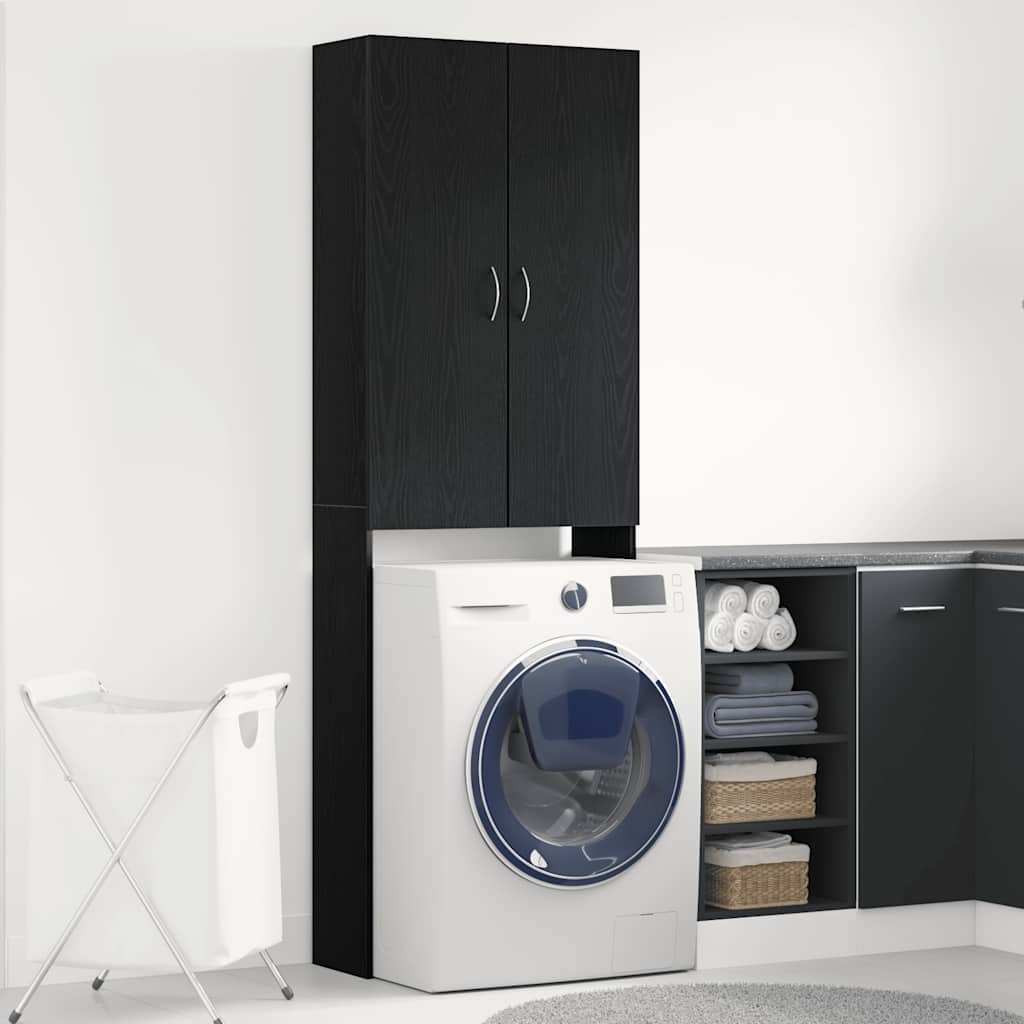 Mobile per Lavatrice Rovere Nero 64x25,5x190 cm | homemem39