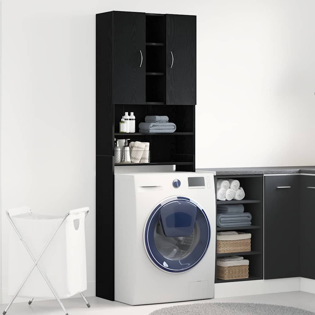 Mobile per Lavatrice Rovere Nero 64x25,5x190 cm | homemem39