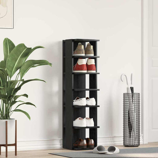 Scarpiera Rovere Rovere Nero 25x27x102 cm in Legno Multistrato - homemem39