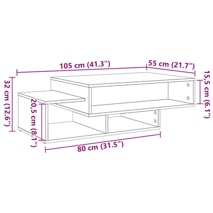 Tavolino Salotto Rovere Nero 105x55x32 cm Legno Multistrato | homemem39