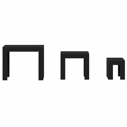 Tavoli da annidamento 3 pcs Rovere Nero Legno multistrato