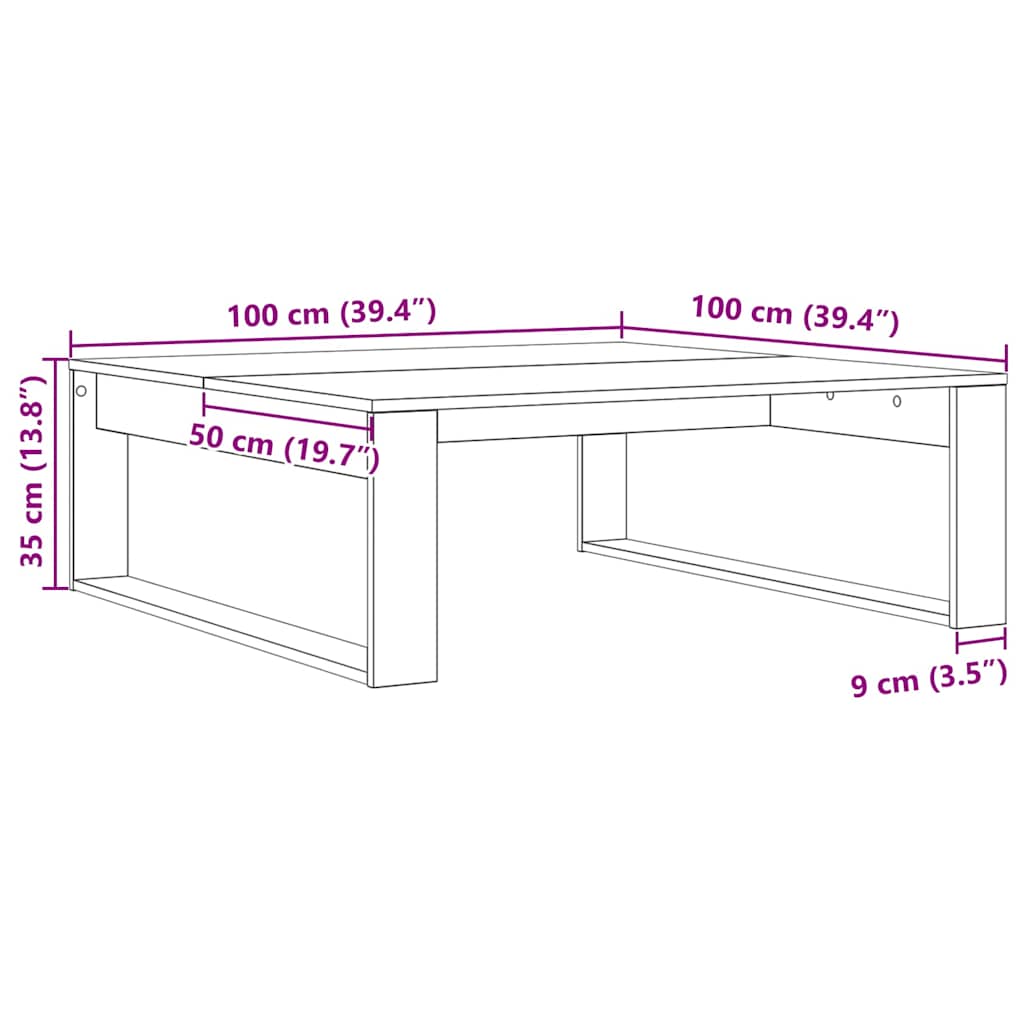 Tavolino da salotto Rovere Nero 100 x 100 x 35 cm | homemem39