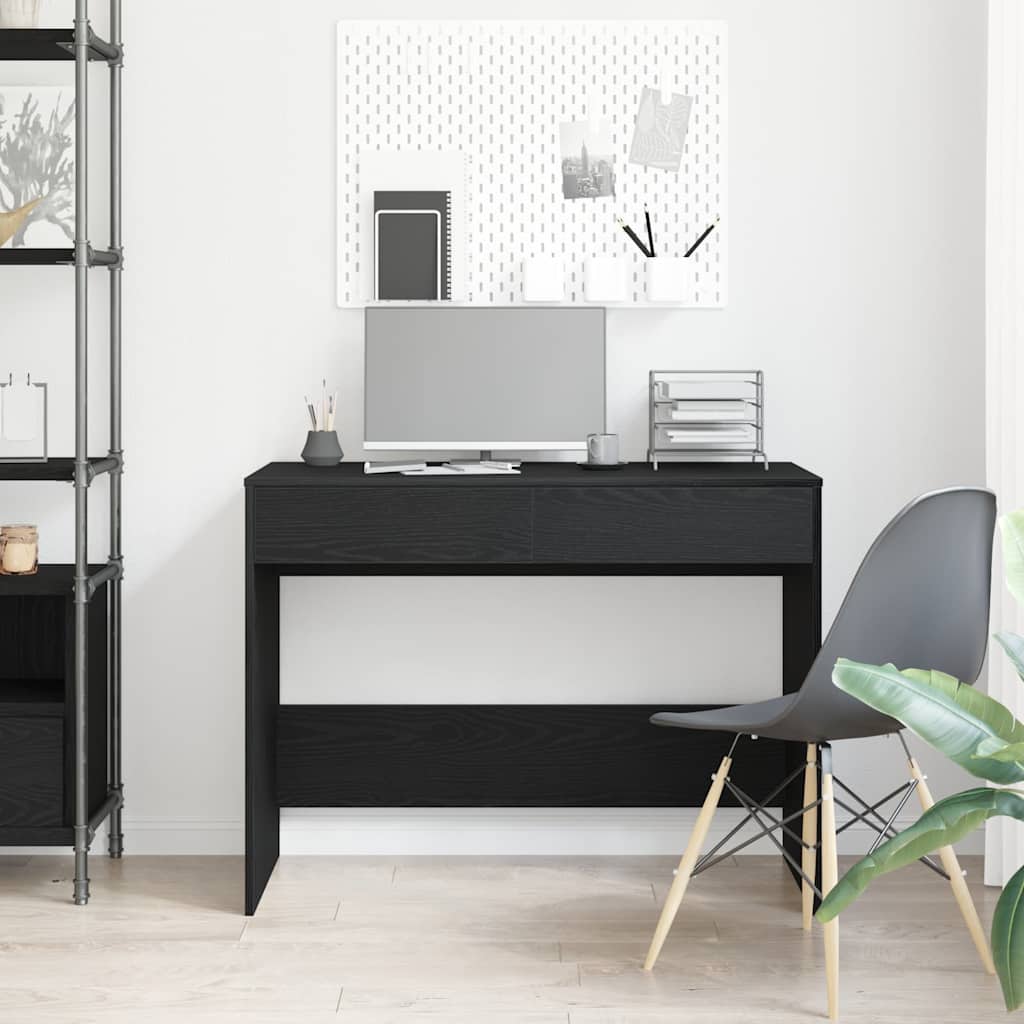 Scrivania Rovere Nero 101x50x76,5 cm in Legno Multistrato - homemem39