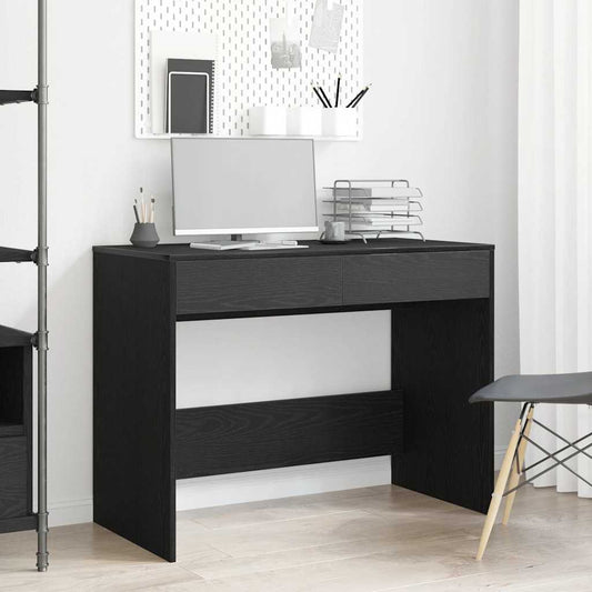 Scrivania Rovere Nero 101x50x76,5 cm in Legno Multistrato - homemem39